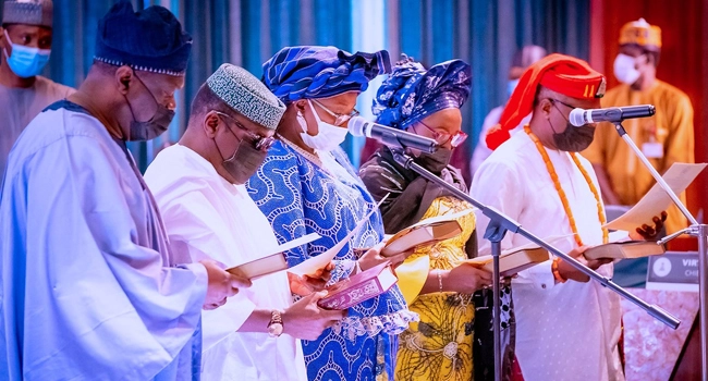 Buhari swears in Commissioners for NPC, ICPC, presides over FEC