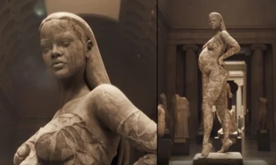 Pregnant Rihanna honoured with marble statute at 2022 Met Gala