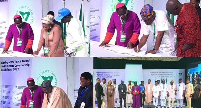 Ekiti Guber Candidates Sign Peace Accord Ahead Of Poll